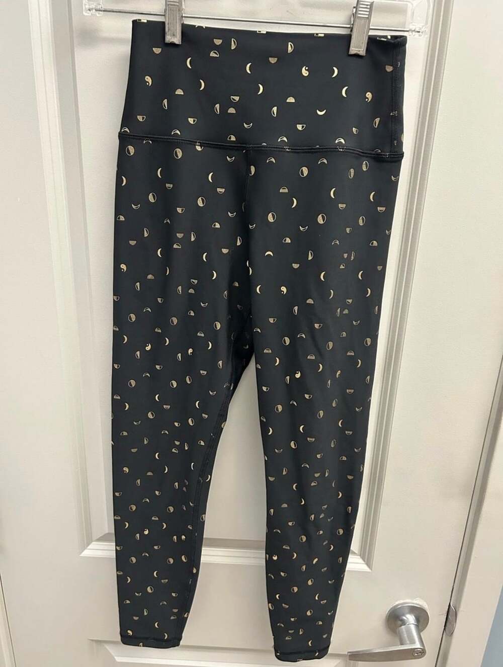 Spiritual Gangster Leggings Size S Black Gold Moon Print